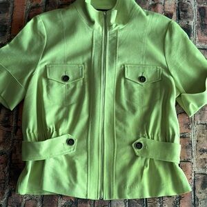 7th Avenue Design Studio for New York & Co Green SS Zip Front Safari Jacket NWT
